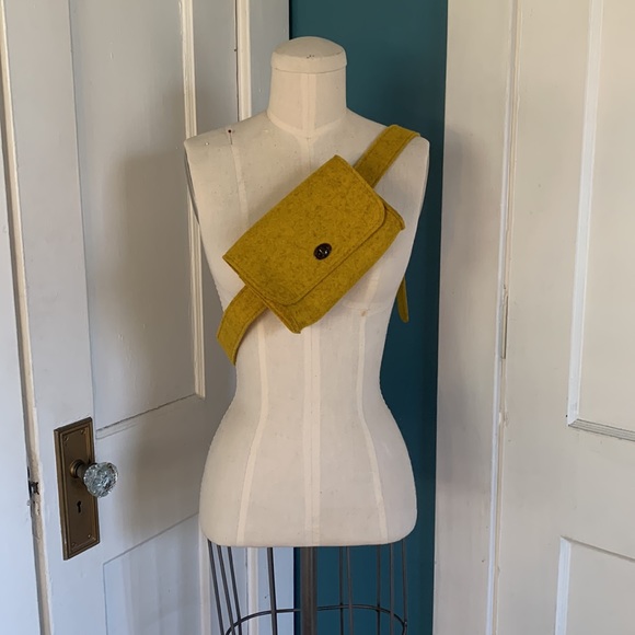 Felt Style Handbags - Felted Wool Hip Pack / Belt Bag / Fanny Pack, Yellow Gold